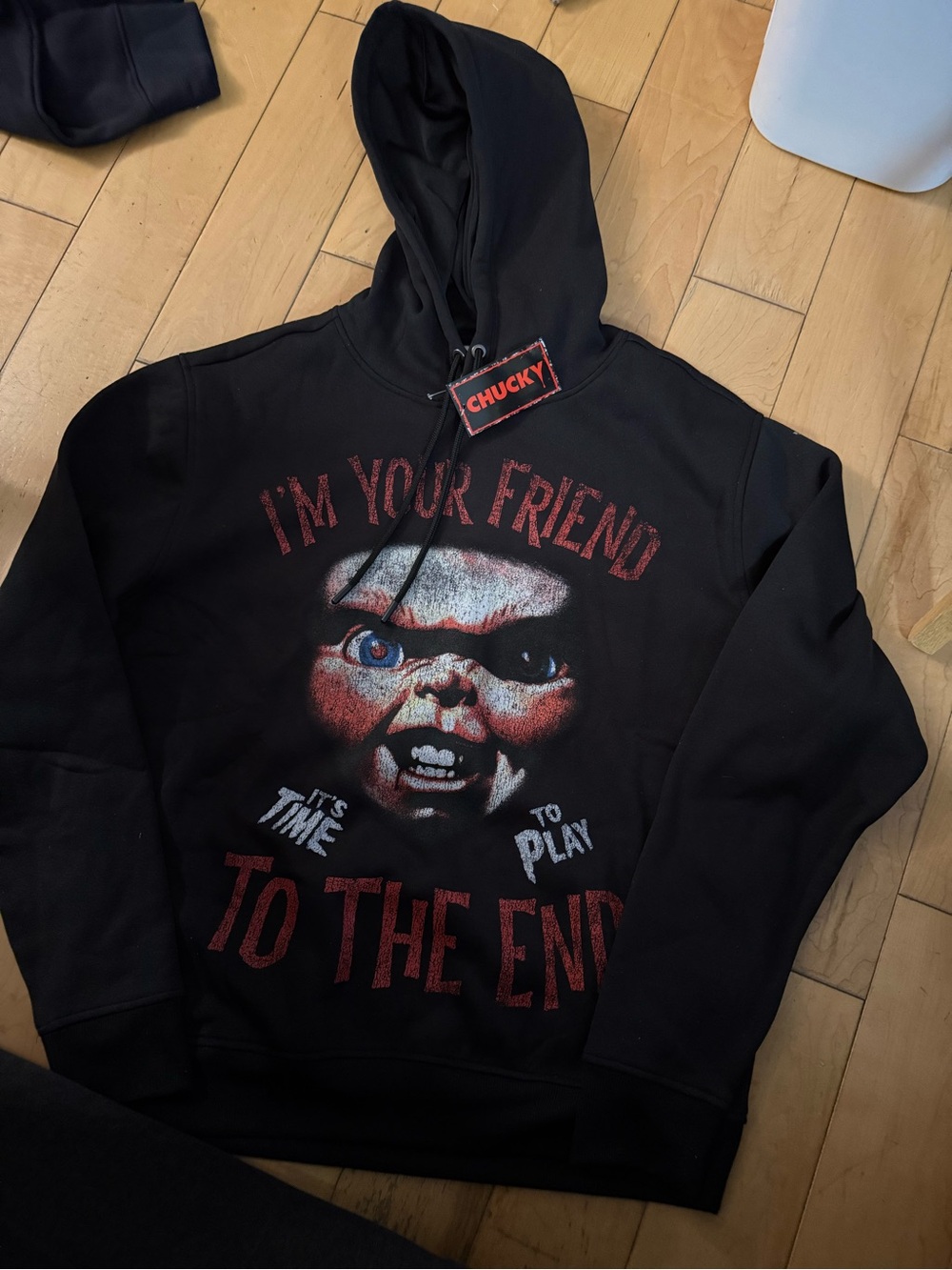 Chucky Graphic Black Men’s Hoodie - "I'm Your Friend"